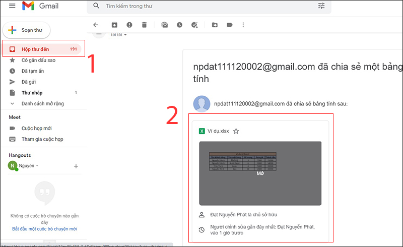 Mở file được chia sẻ